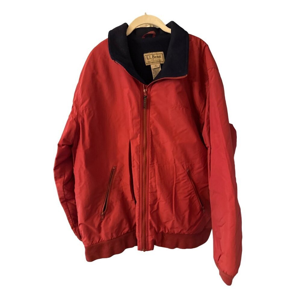 L.L. Bean Mens Red Fleece-Lined Jacket X-Large Polyester & Nylon